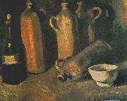 Vincent Van Gogh Still life with four jugs, bottles and white bowl oil on canvas